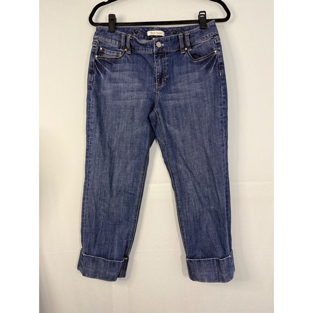 White House‎ Black Market Blanc Capri Jeans Womens 6 Blue Cuffed Medium Wash